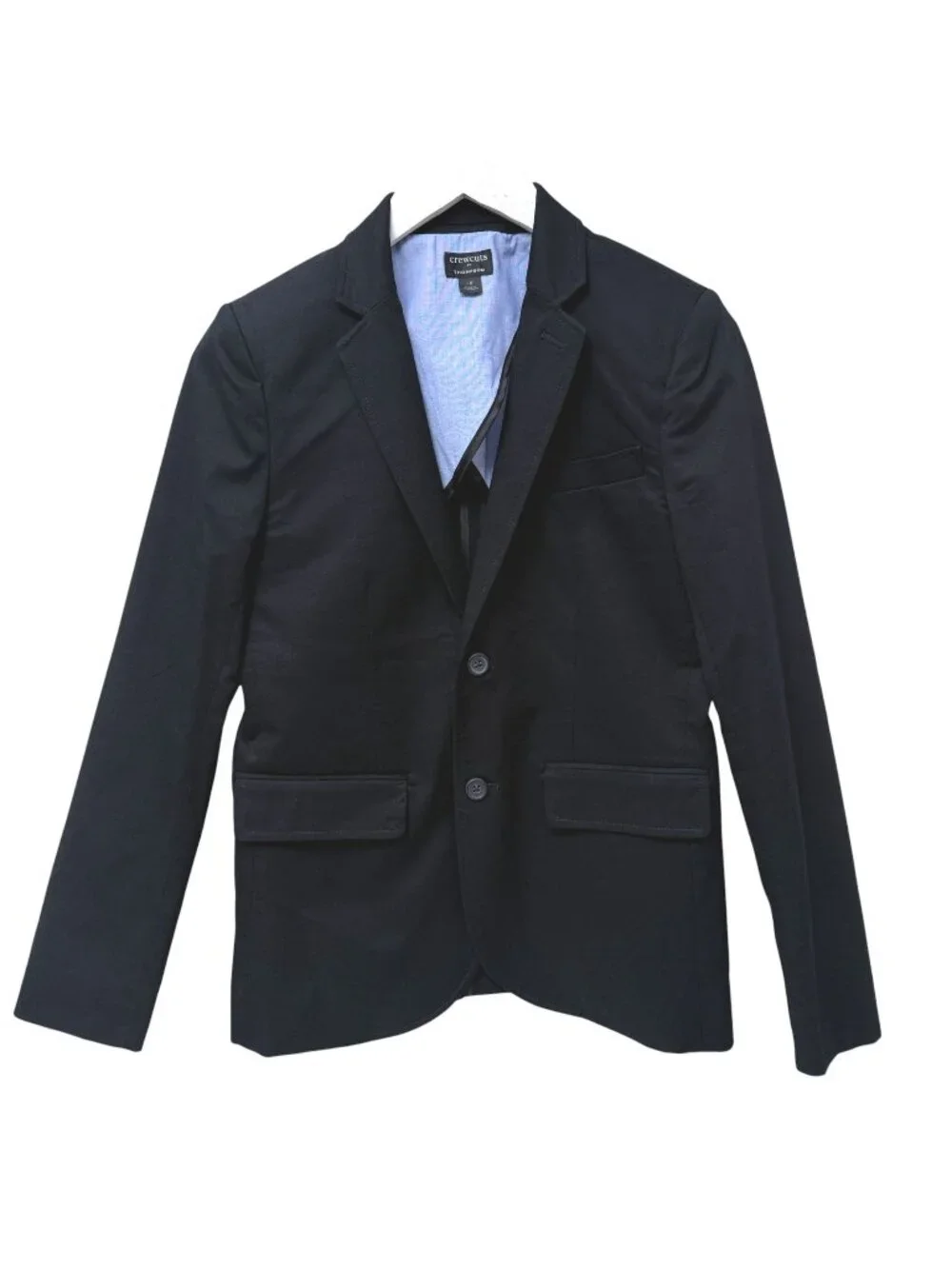 CREWCUTS Thompson Blazer Boys 12 Black Cotton Suit Jacket Formal School